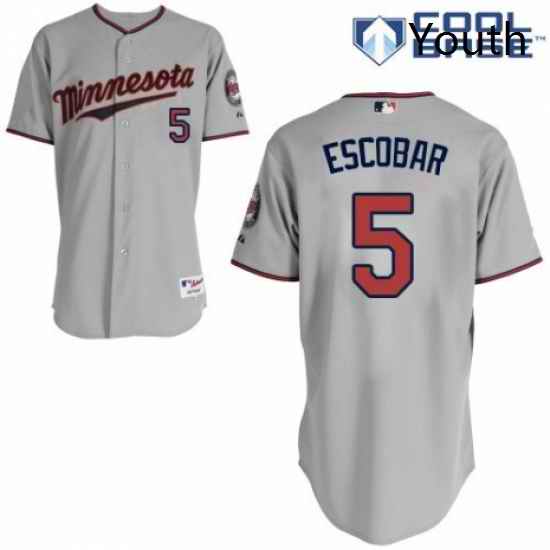 Youth Majestic Minnesota Twins 5 Eduardo Escobar Authentic Grey Road Cool Base MLB Jersey